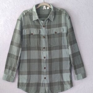 ROXY Men's Green Plaid‎ Flannel Button Down Shirt Size S